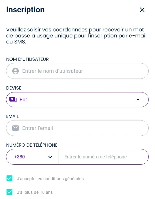 Inscription sur Space Slotz